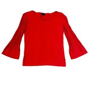 Talbots Lightweight Ribbed Bell Sleeve Holiday Sweater Red Size P